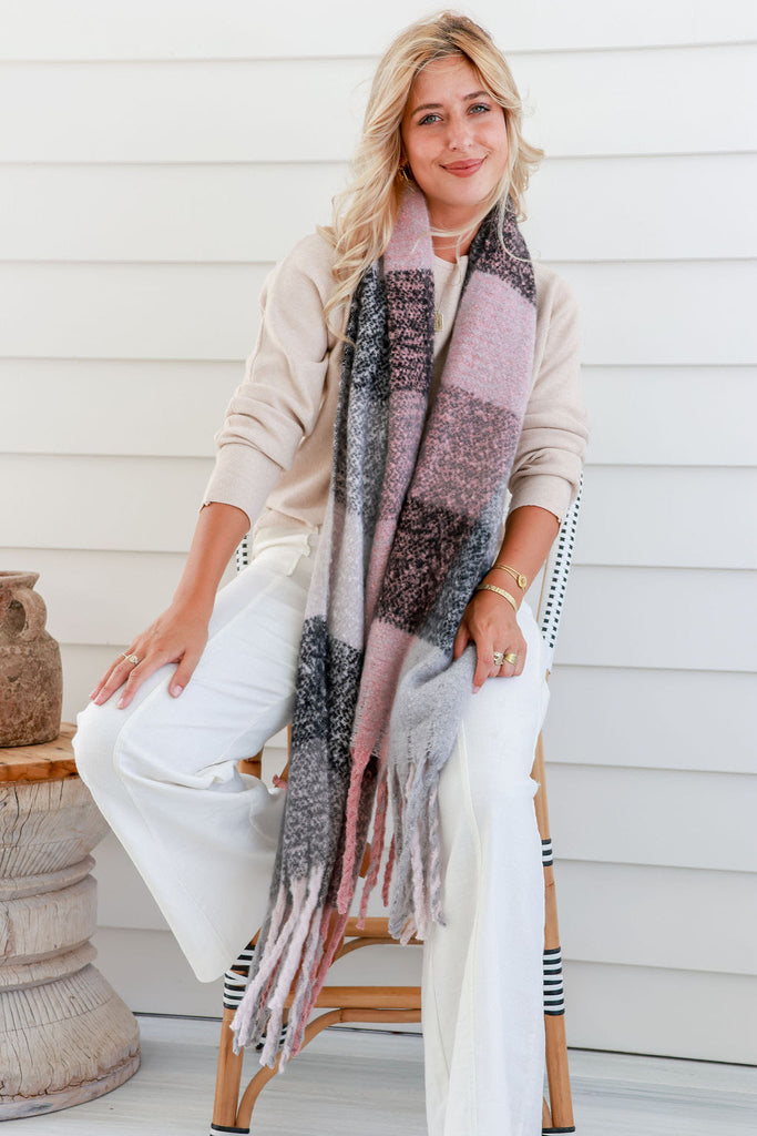 Bowral Scarf - Grey/Pink