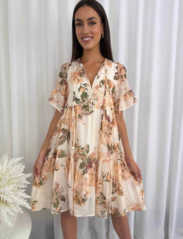Everyday Dress - Peach Floral