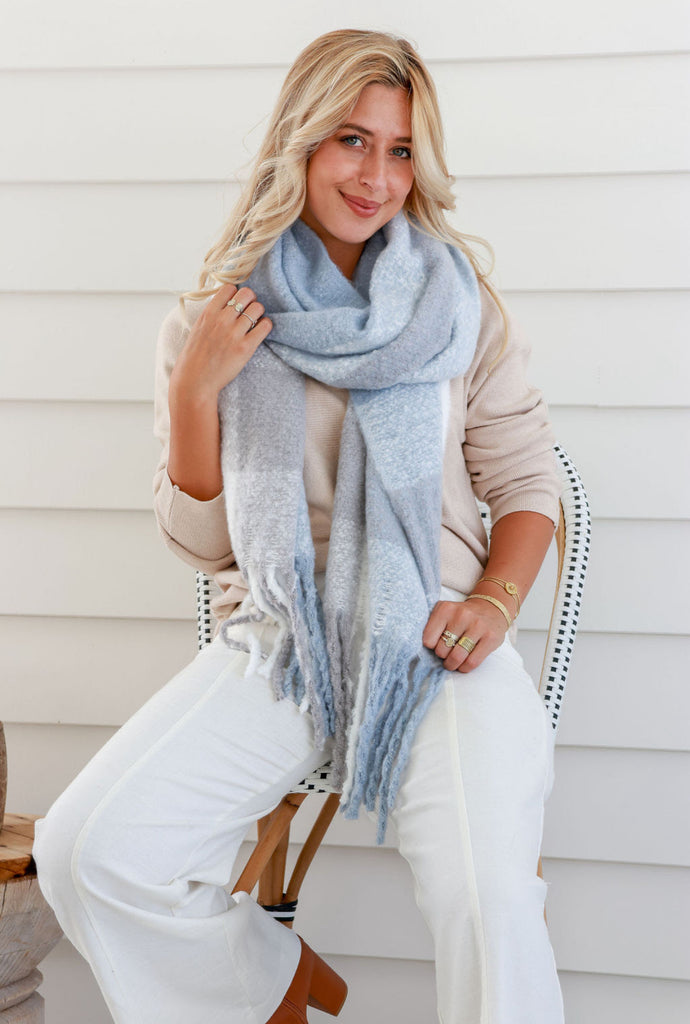 Bowral Scarf - Soft Grey Cream