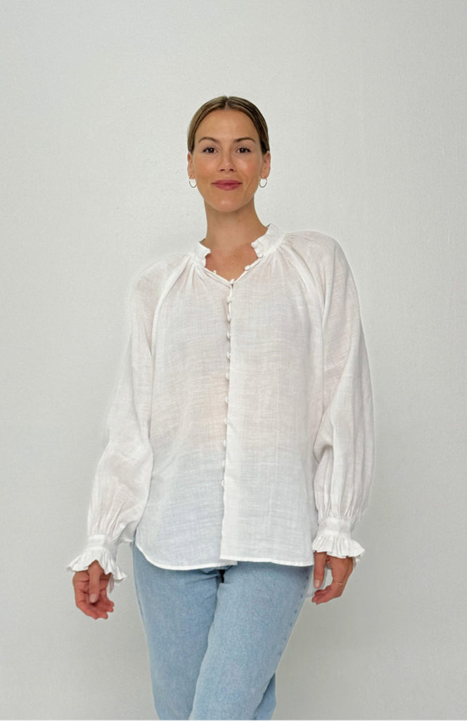 Farra Linen Top - White