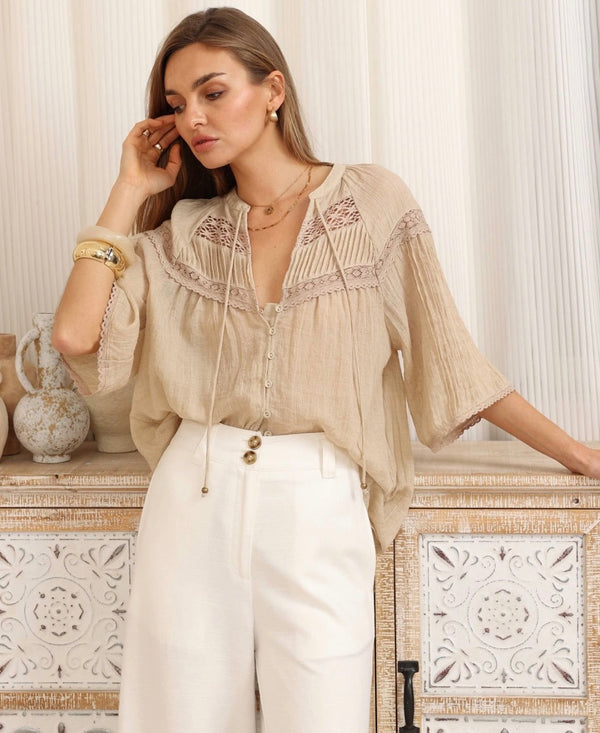 Rhea Blouse - Sand