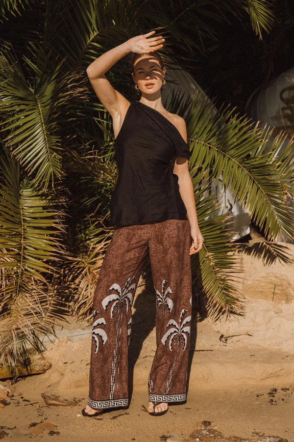 Mosaic Palm Print Pants