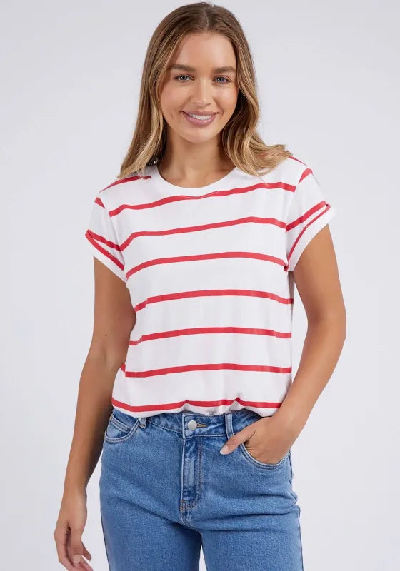 Manly Stripe Tee - Crimson