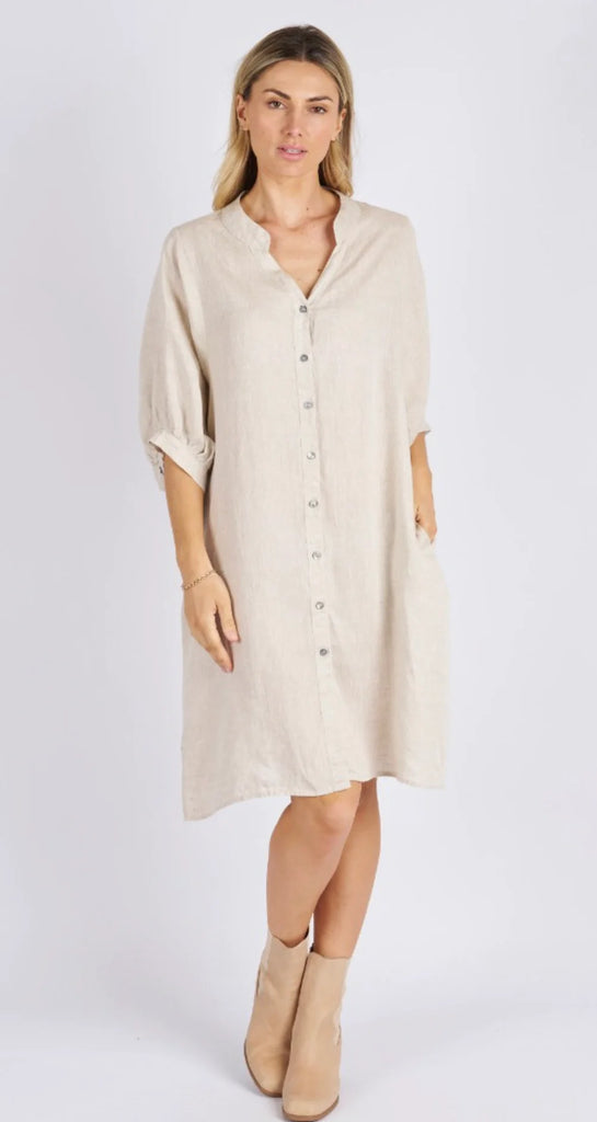 Annya Linen Dress - Natural