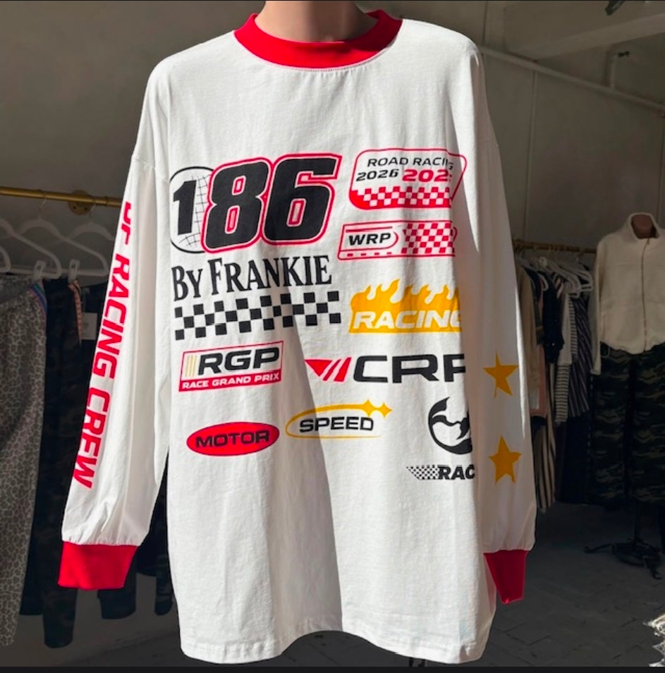 Moto Tee. Long Sleeved (White)