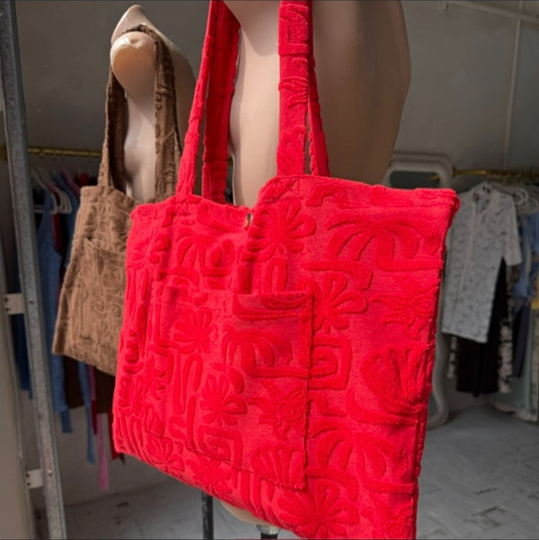 Towelling Tote Bag - Red