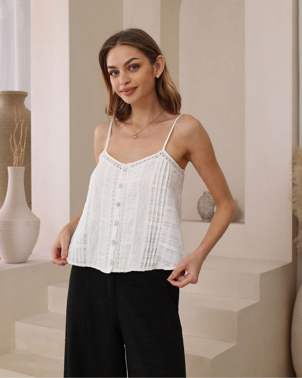 Lace Detail Cami (White)