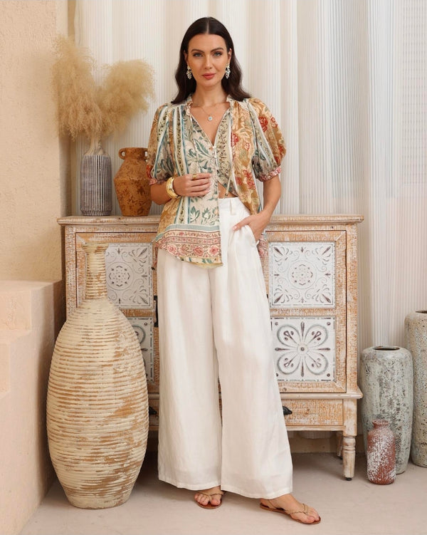 Maddie Top (Beige Print)