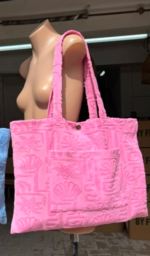 Towelling Tote Bag - Pink