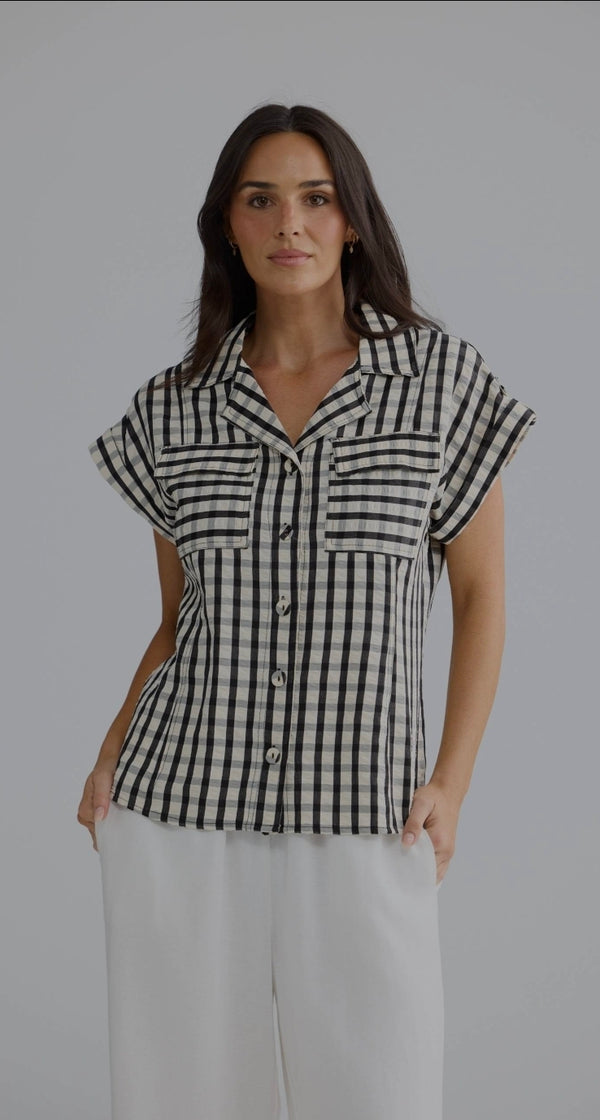 Portia Shirt (Black Gingham)