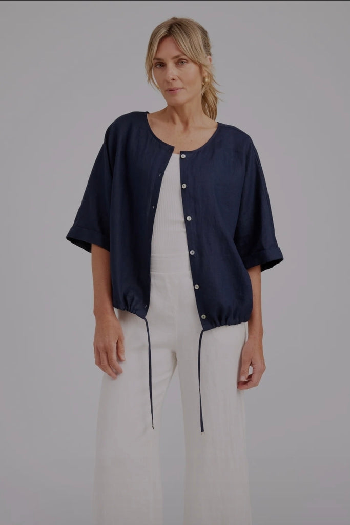 Studio Button Top/Jacket - Navy