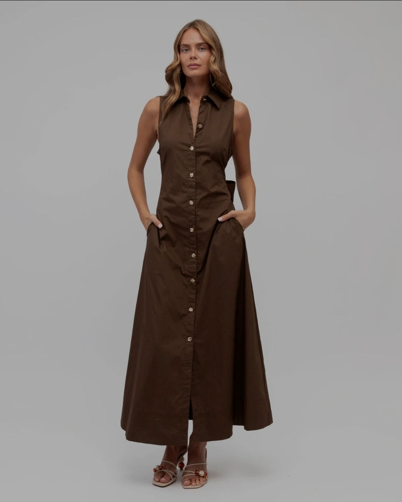 Jamie Cotton Dress (Chocolate)