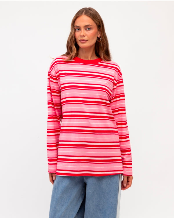 Sofia Tee (Red/Pink Stripe)