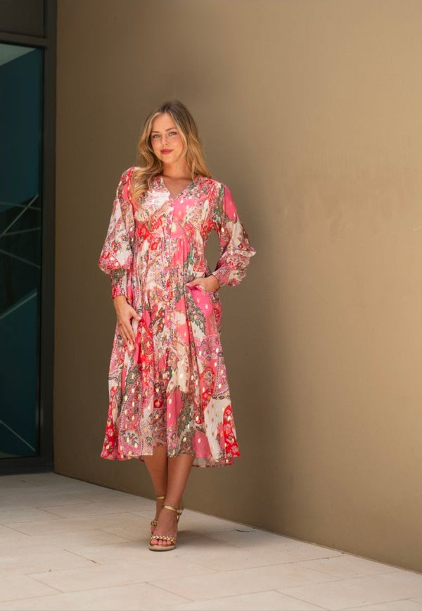 Holly Long Sleeve Dress (Pink)