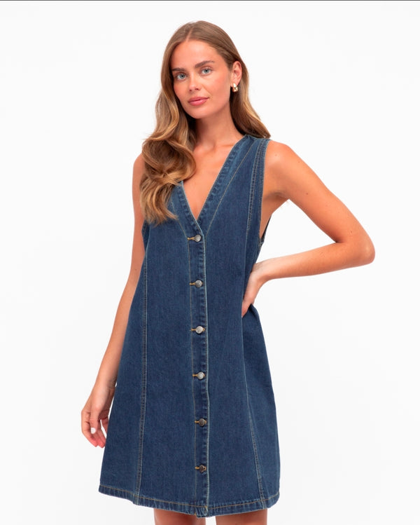 Daisy Denim Dress - Blue