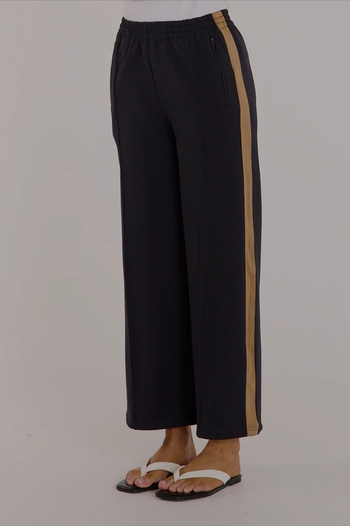 Noah Cropped Pant (Navy/Camel Stripe)