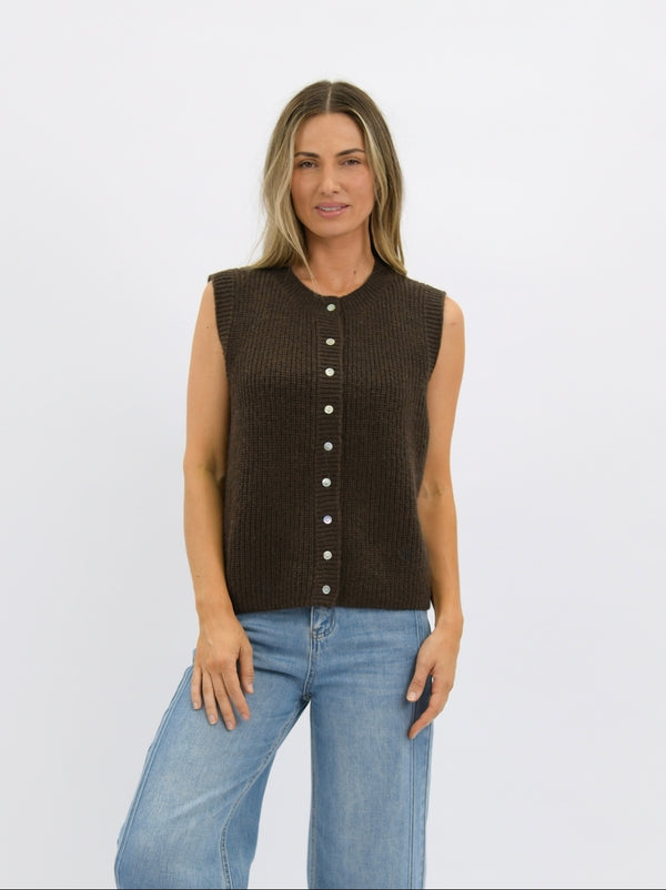 Demi Sleeveless Button Front Knit