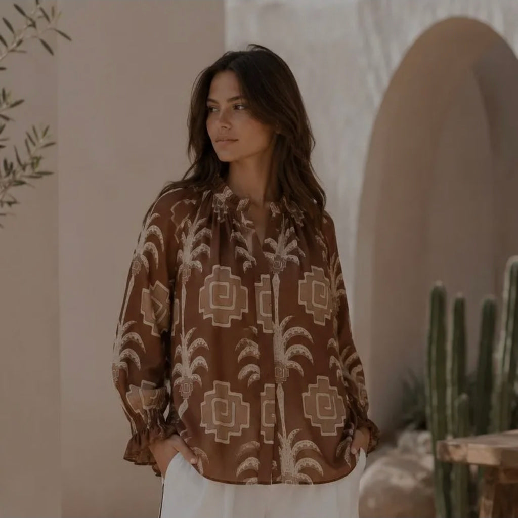 Riviera Top (Brown and Natural)