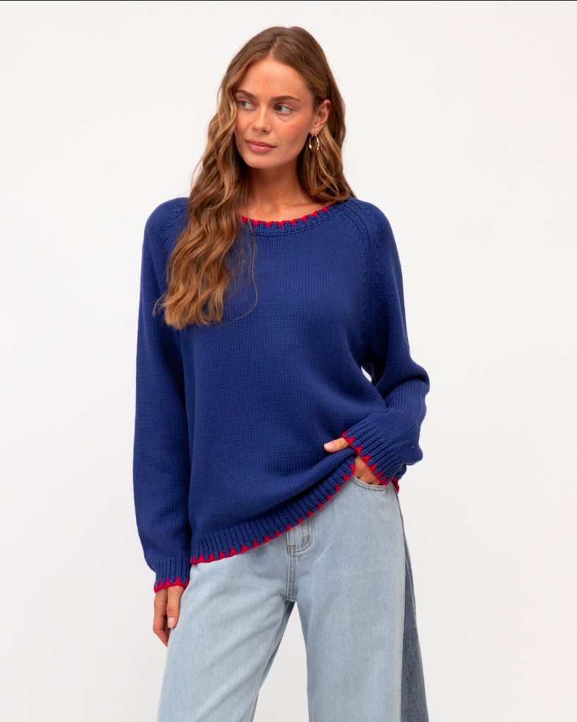 Erika Knit Jumper (Cobalt/Red)