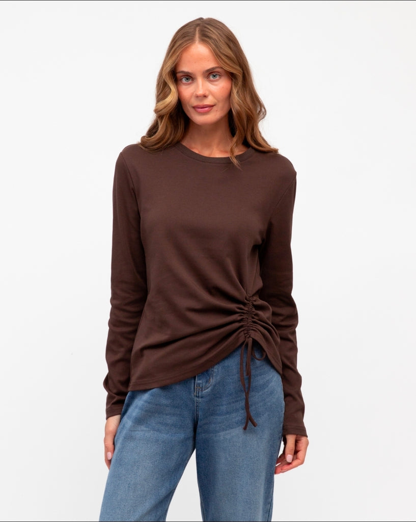 Lara Long Sleeve Top (Chocolate)