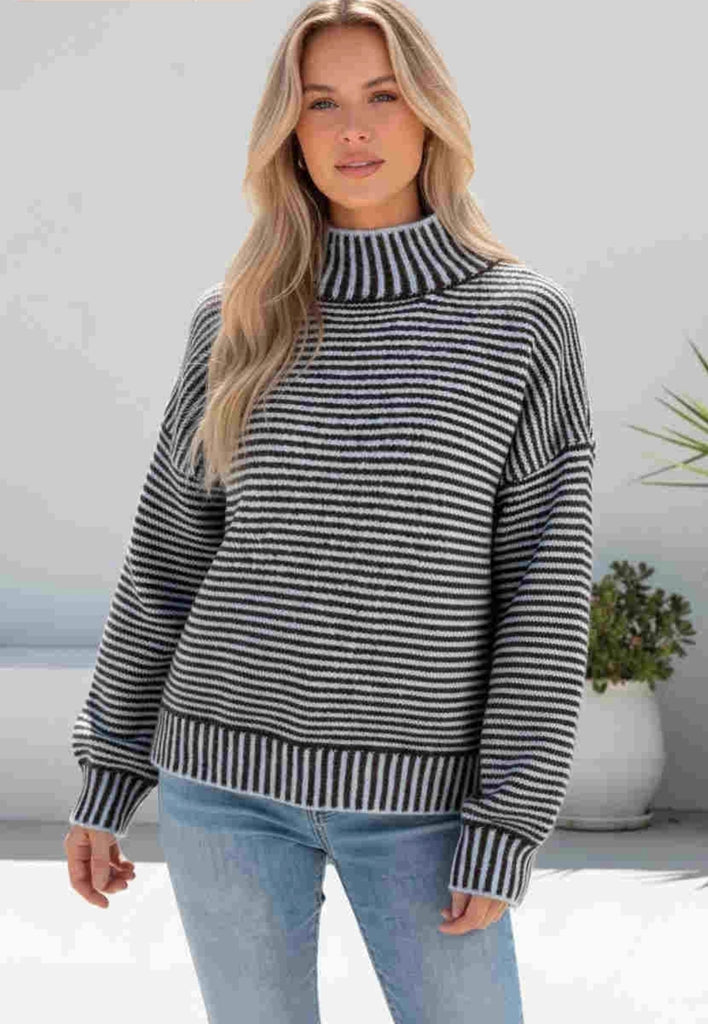 Mercy Knit Jumper (Chocolate/Blue)