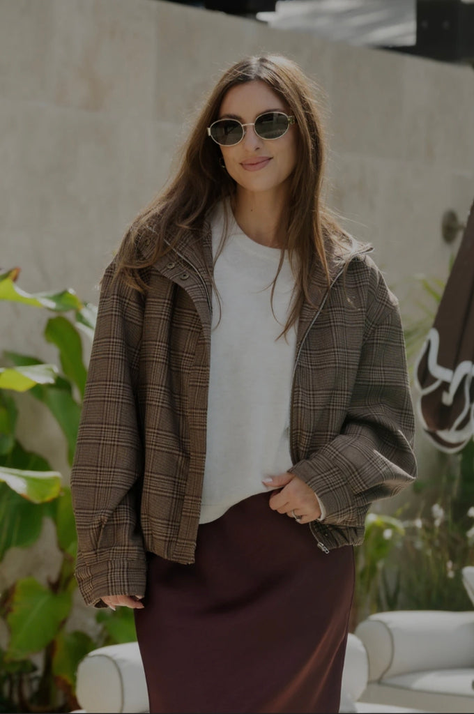 Megan Bomber (Brown Check)