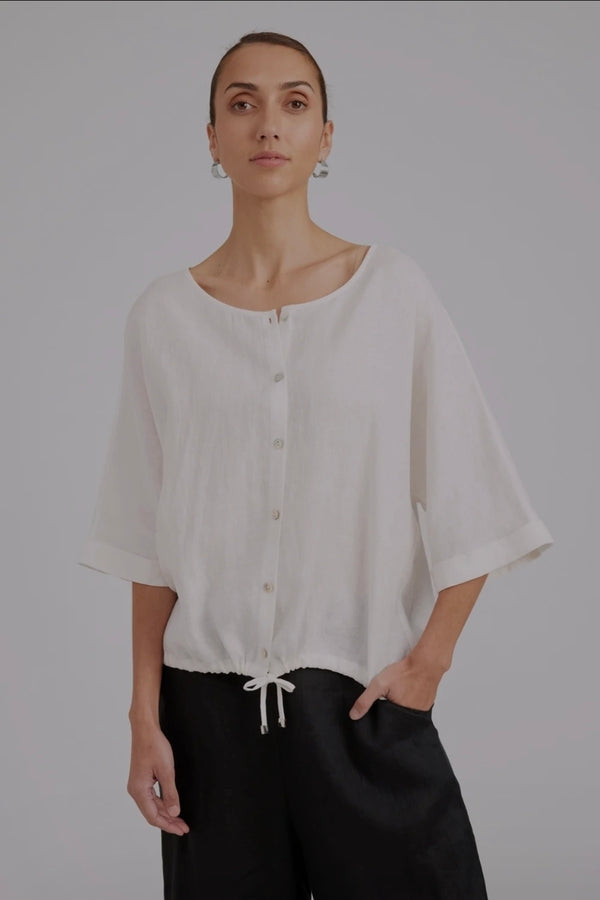 Studio Button Top/Jacket - White