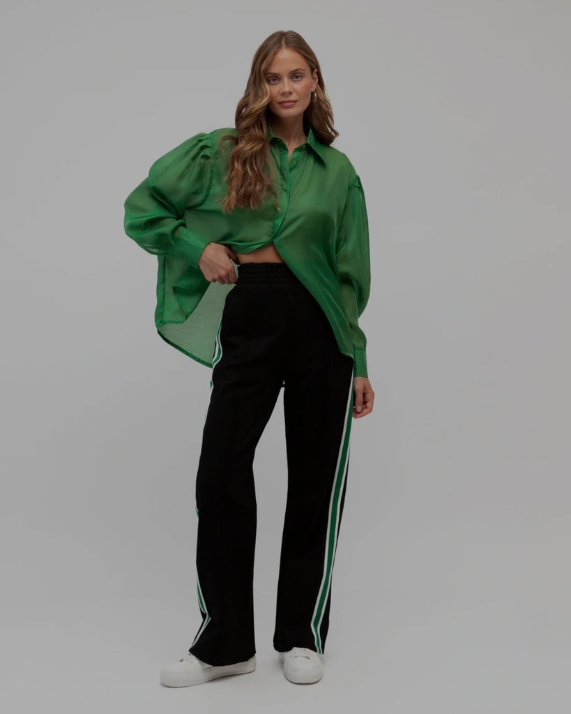 Penelope Pant (Black/ Green Stripe on side)