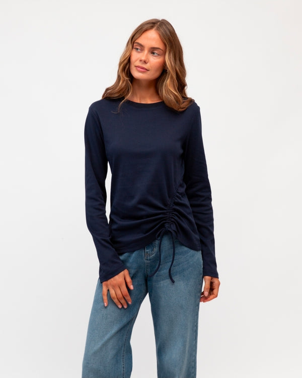 Lara Long Sleeve Top (Navy)