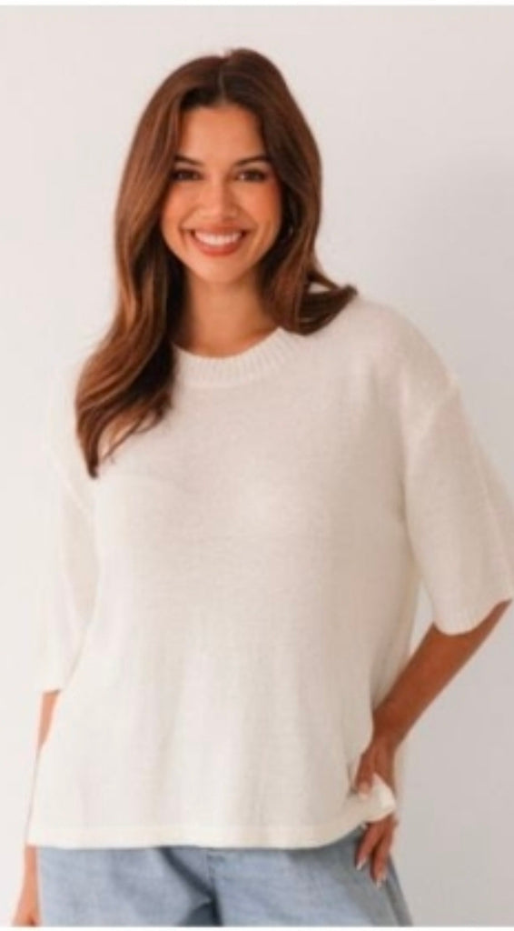 Relaxed Knit Top (White)
