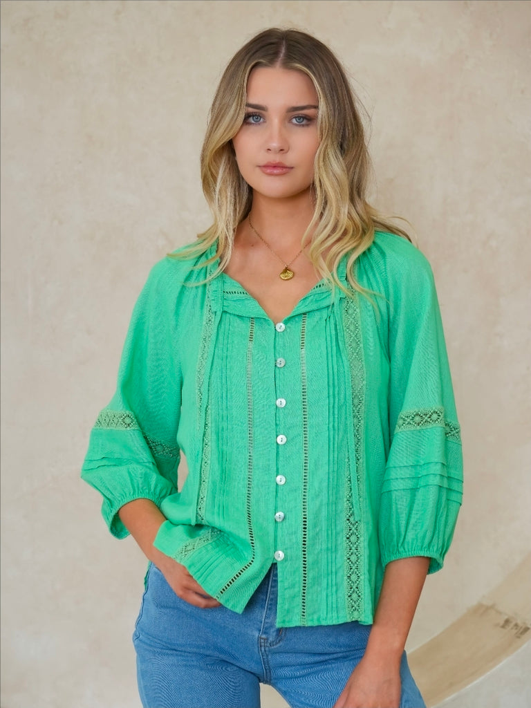 Pagot Lace Detailed Top (Green)