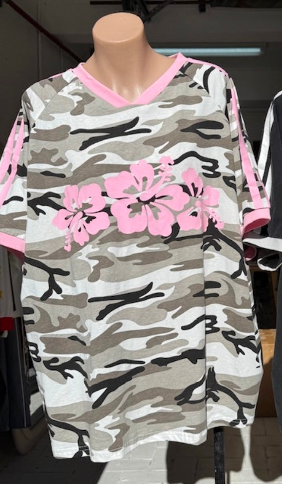 Hibiscus Tshirt (Camo/Pink)
