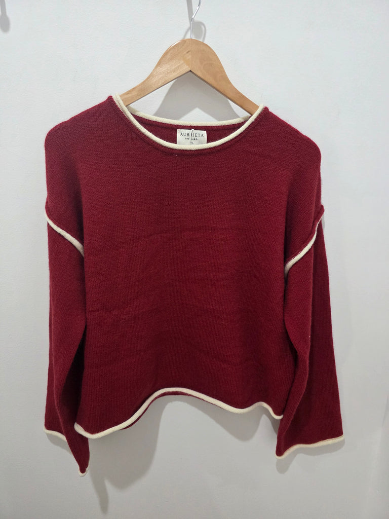 Brigette Fine Line Jumper (Berry)