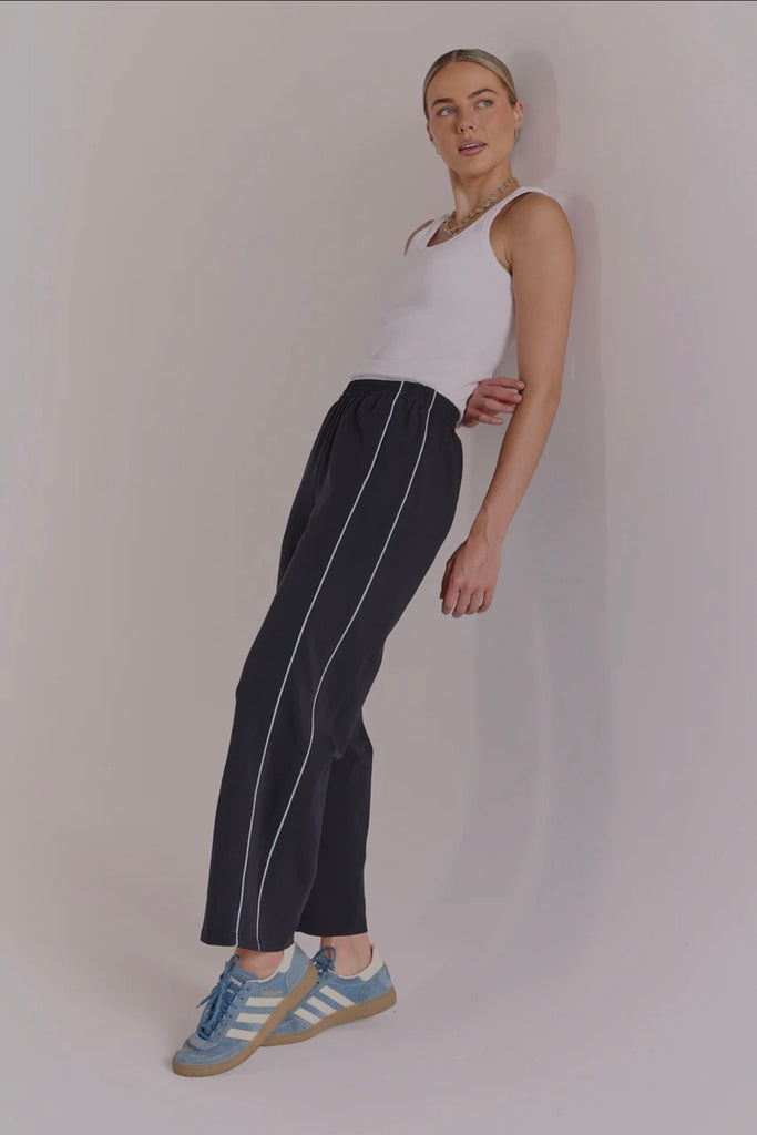 Noah Cropped Pant (Navy/Powder Blue Piping)
