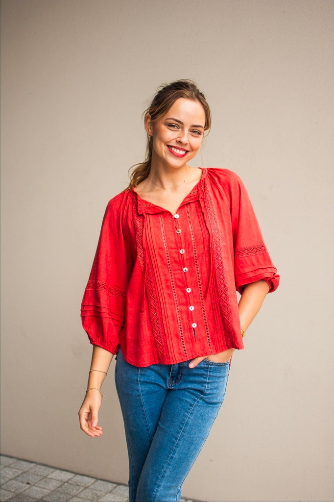 Pagot Lace Detailed Top (Red)