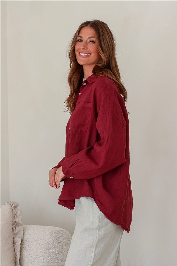 Laura Long Sleeve Shirt (Berry)
