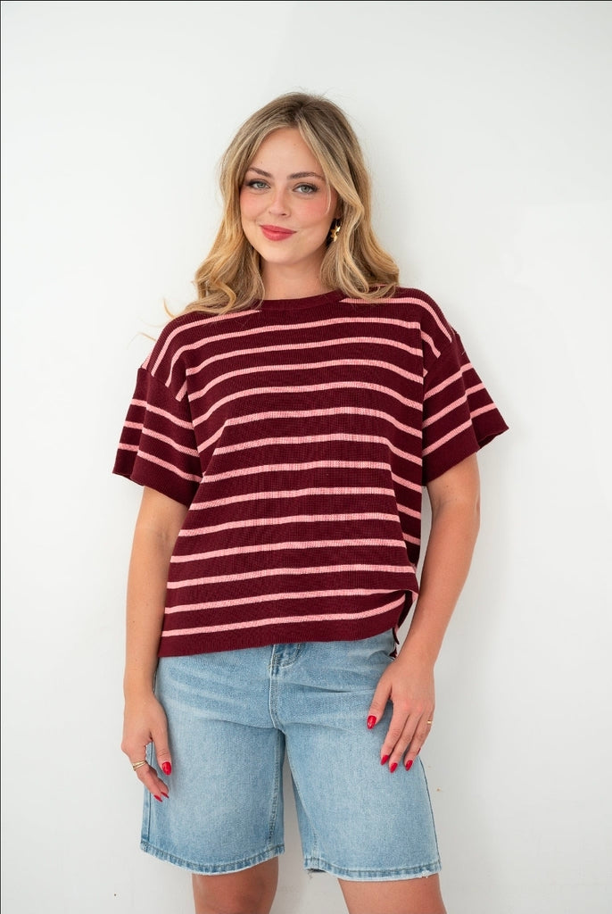 Ella Knit Top - Burgundy