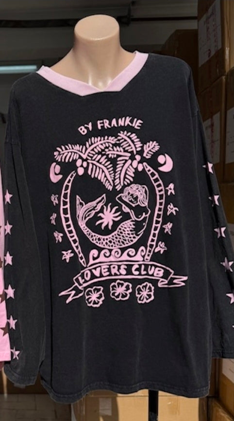 Lovers Club Long Sleeve Tshirt (Washed Black/Pink)
