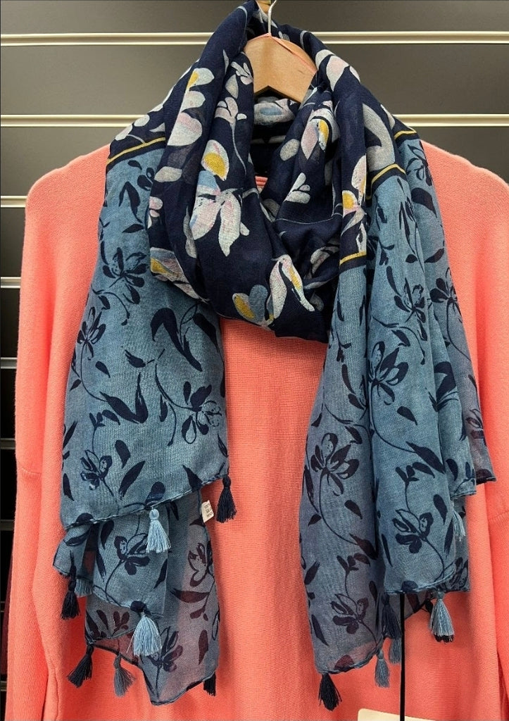 Floral Print Tassell Light Weight Scarf