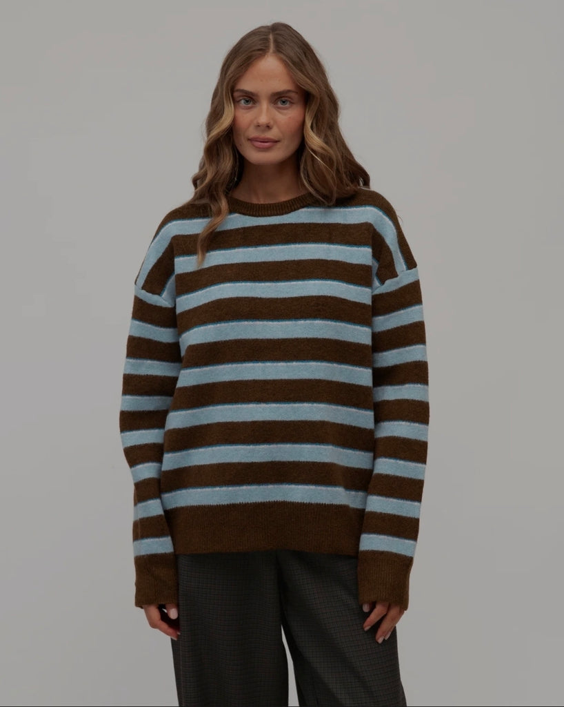 Lola Stripe Knit Jumper (Chocolate/Blue)