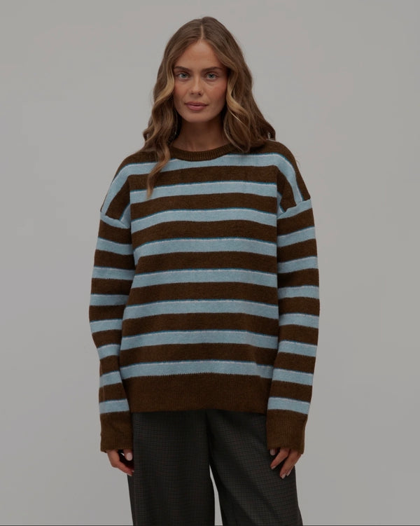 Lola Stripe Knit Jumper (Chocolate/Blue)