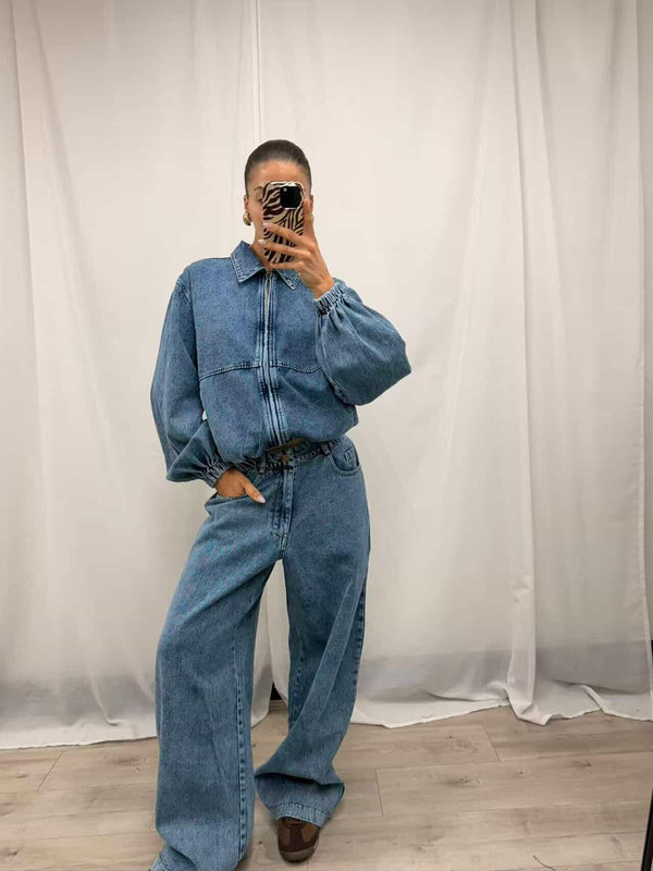 Denim Bomber Jacket (Washed Denim)