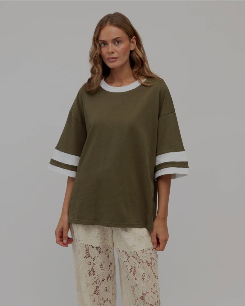 Olive Tee (Olive/White)