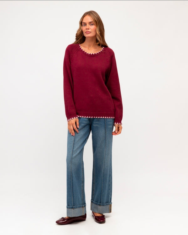 Erika Knit Jumper (Wine/Pink)