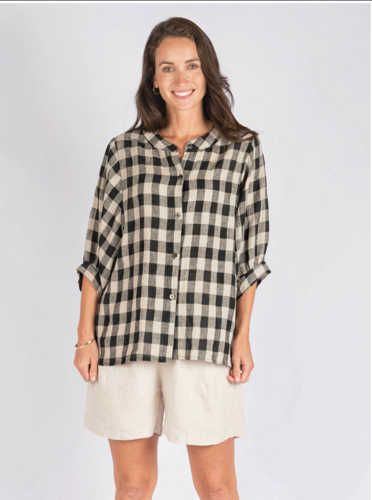 Jane Checked Linen Top