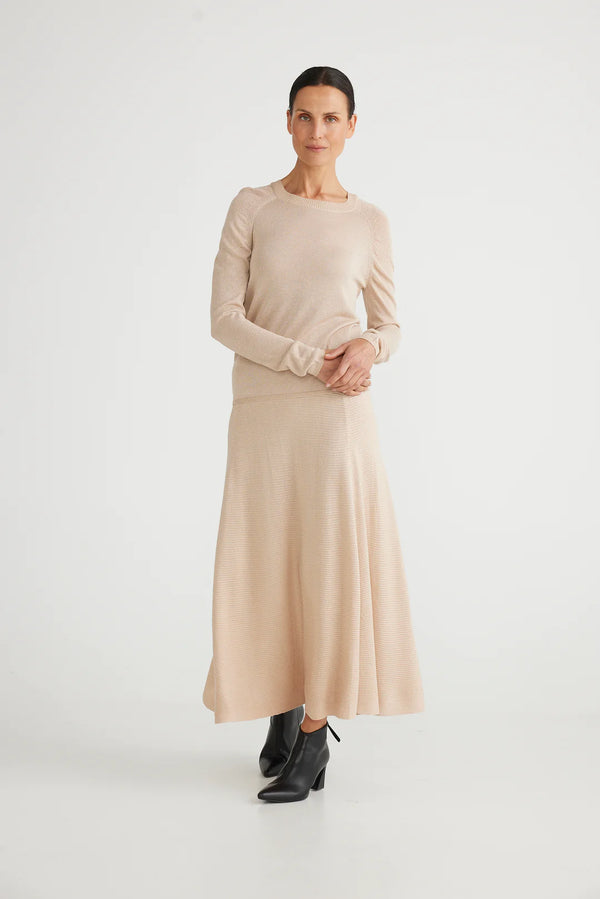 Domenica Gathered Sleeve Knit - Champagne